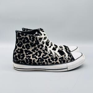 Converse Shoes Women 7.5 Black All Star Chuck Taylor Leopard Print High Top